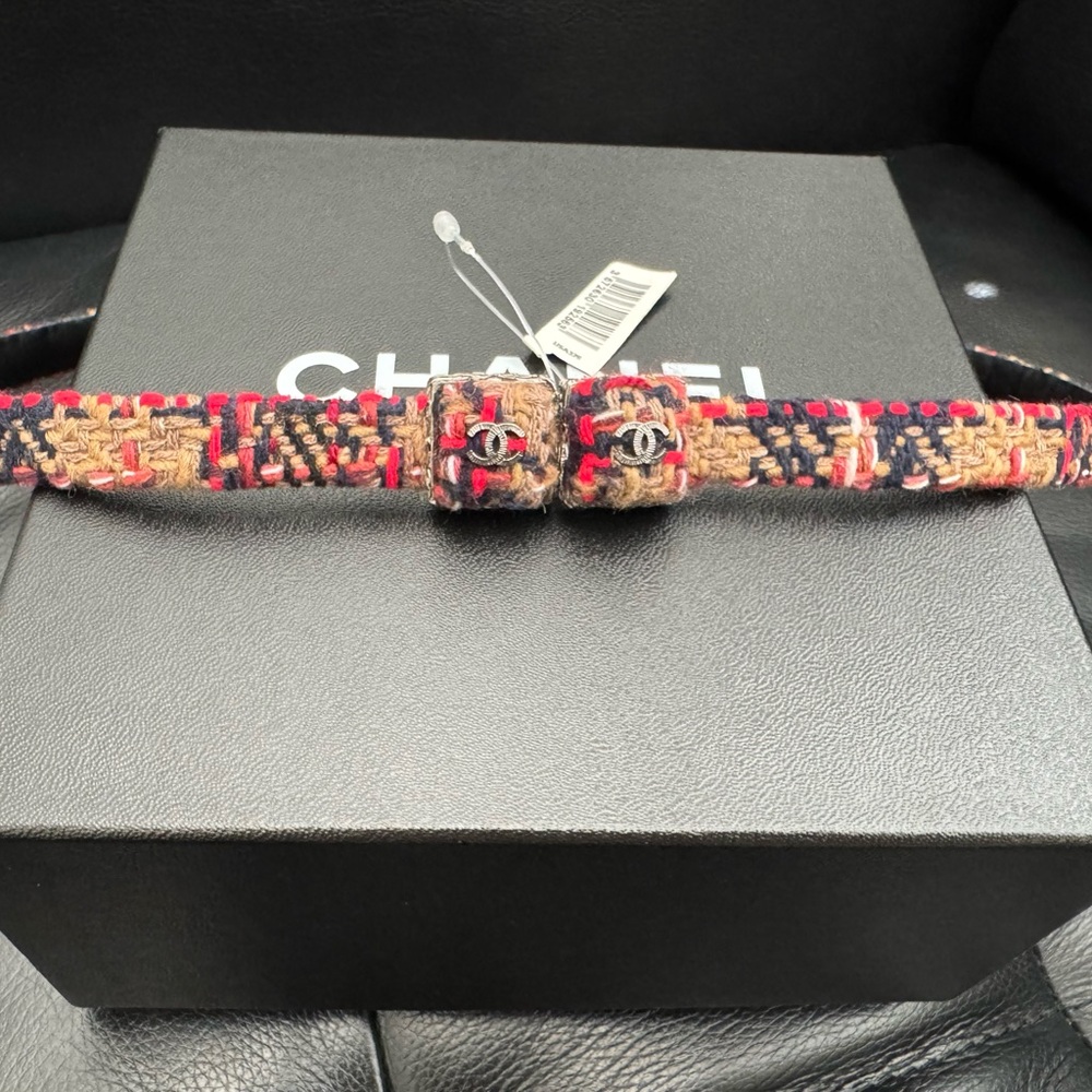 Chanel 13A dark brown tweed belt new with tag